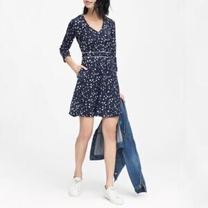 Banana Republic Floral V-Neck Fit And Flare Dress